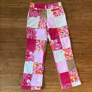 Lilly Pulitzer Colorful Patchwork Kids Pants - size 7 - adjustable waist